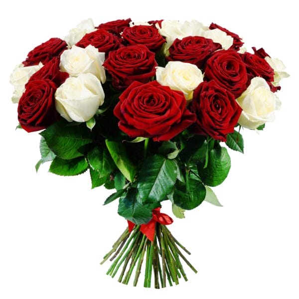 Eternal Love White & Red Roses Bouquet