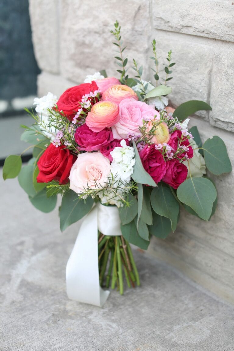 Red, Pink & Hot Pink Wild Wedding Bridal Bouquet Idea