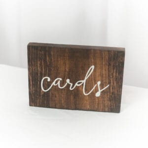 wooden card sign