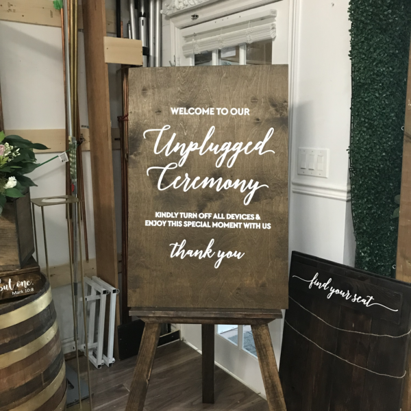 Unplugged Ceremony Wooden Rustic Sign