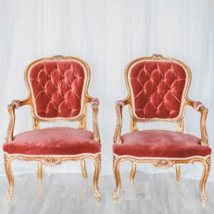 Blush Vintage Chairs Bride and Groom